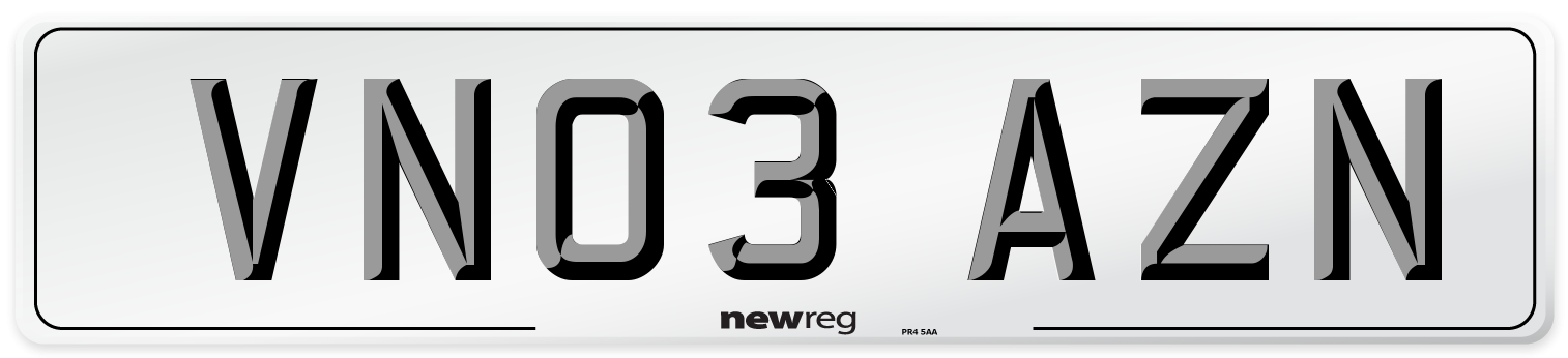 VN03 AZN Number Plate from New Reg